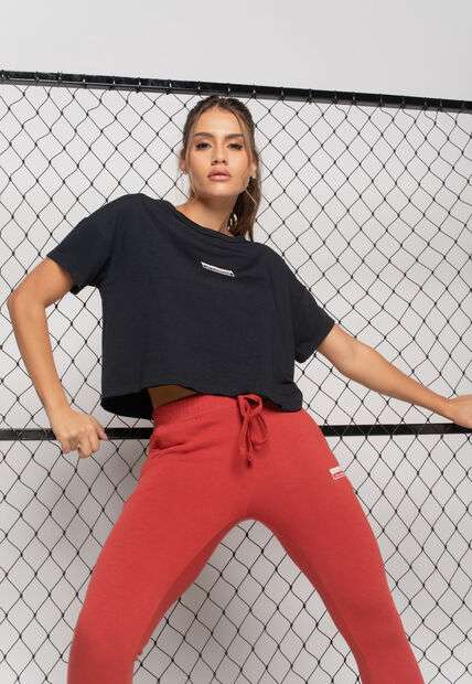 Cropped Esportivo Amplo Malha Comfort Preto Salvatore Fashion