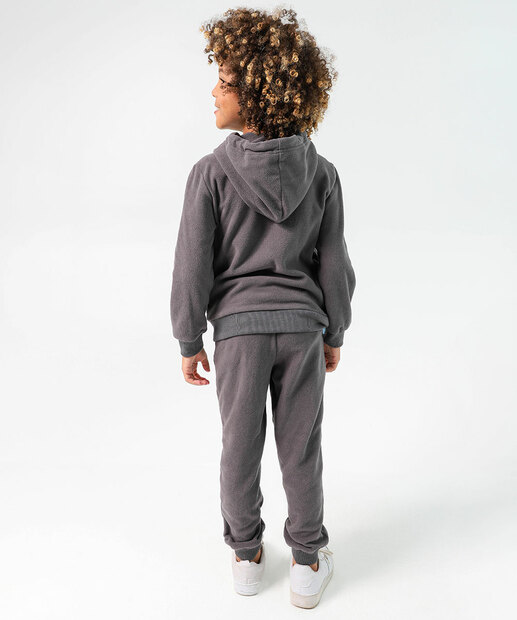 Conjunto Infantil Fleece Capuz Marisa Tam 4 a 10 Cinza