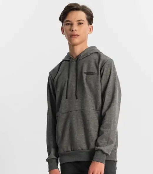 Moletom Juvenil Menino Com Capuz Minty Cinza