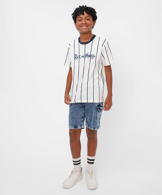 Camiseta Juvenil Rick e Morty Warner Bros Tam 10 a 16 Off White