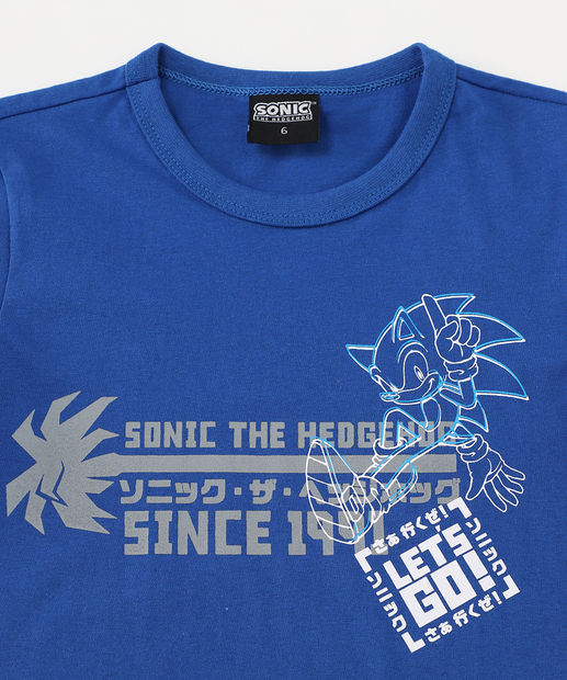 Camiseta Infantil Manga Curta Sonic Tam 4 a 10 Azul