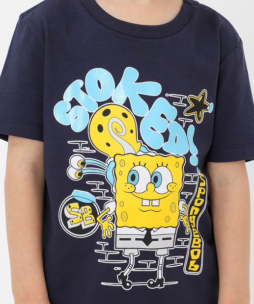Conjunto Infantil Bob Esponja Tam 4 a 10 Azul