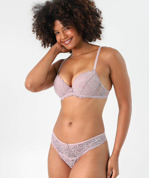 Calcinha Fio Dental Renda Marisa Lilás