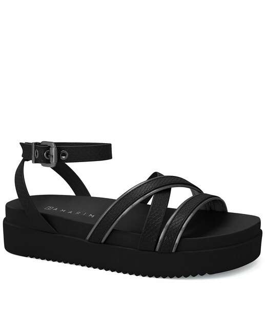 Image_Sandália Feminina Flatform Tiras Ramarim Preto