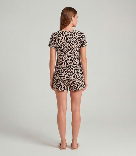 Pijama Feminina Short E Blusa Infinita Cor Bege