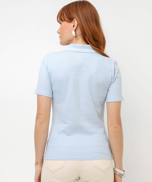 Blusa Feminino Polo Retilinea Manga Curta Marisa Azul
