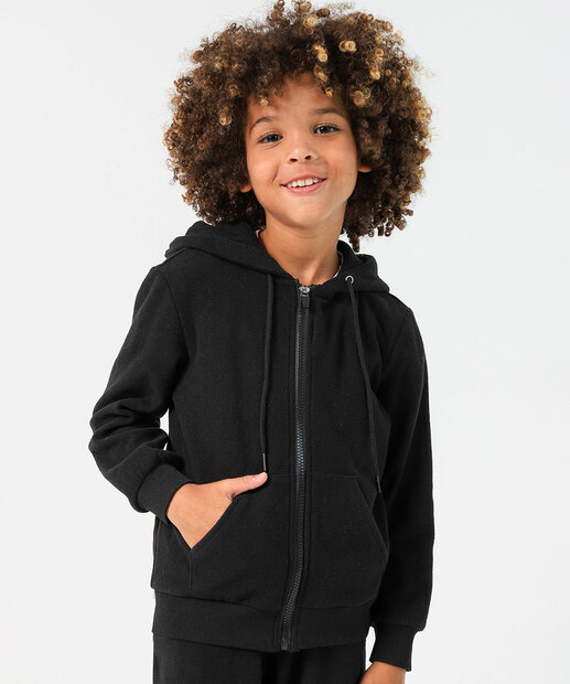 Conjunto Infantil Fleece Capuz Marisa Tam 4 a 10 Preto