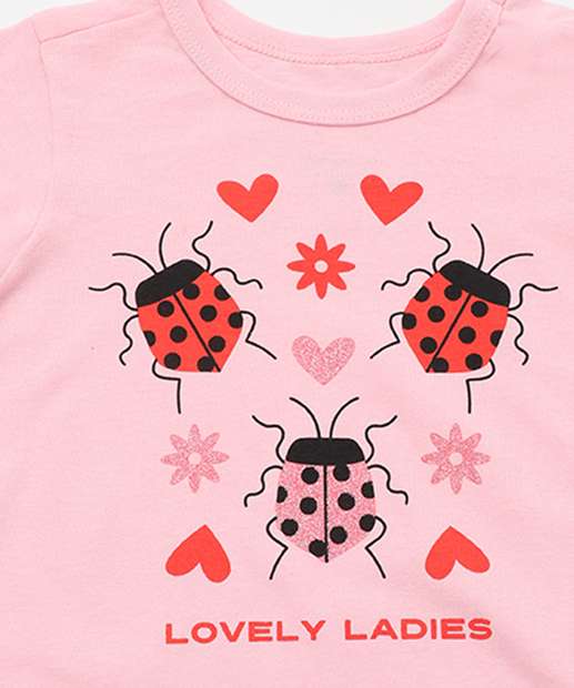 Camiseta Infantil Joaninhas Marisa Tam 1 a 3 Rosa