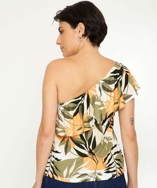 Blusa Feminina Ombro Só Estampa Folhas Marisa