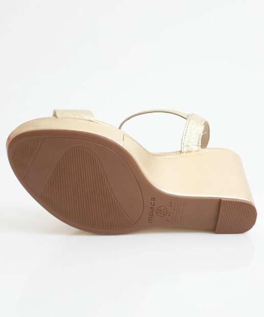 Sandália Feminino Plataforma Tiras Moleca Dourado