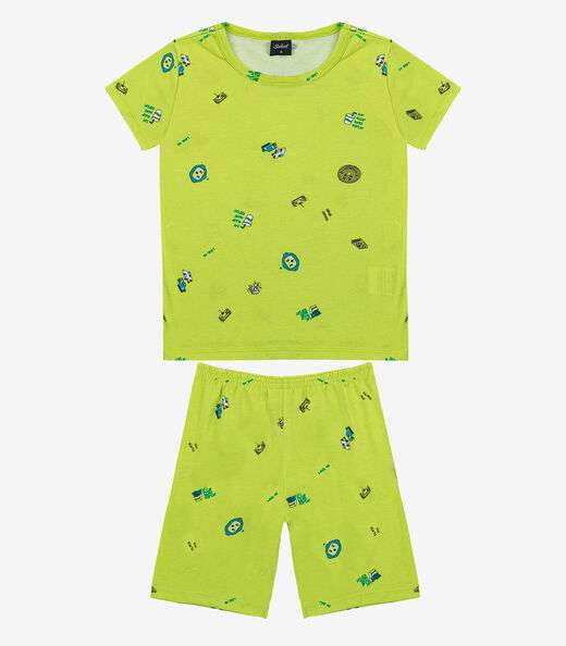 Pijama Infantil Camiseta e Bermuda Select Verde