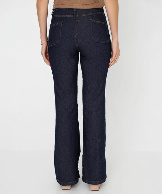 Calça Jeans Flare Fenda Feminina Azul