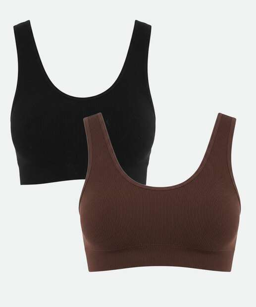 Image_Kit 2 Sutiãs Top Sem Costura Com Bojo Removível Marisa Preto