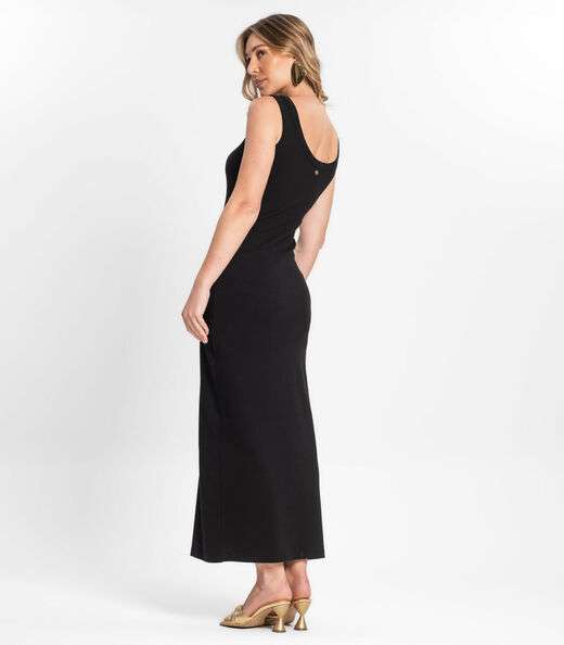 Vestido Midi De Ribana Feminino Endless Preto