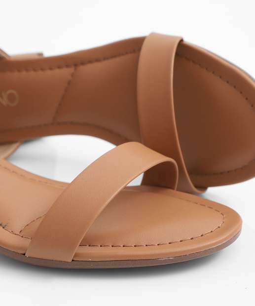 Sandália Feminina Salto Grosso Via Uno Marrom