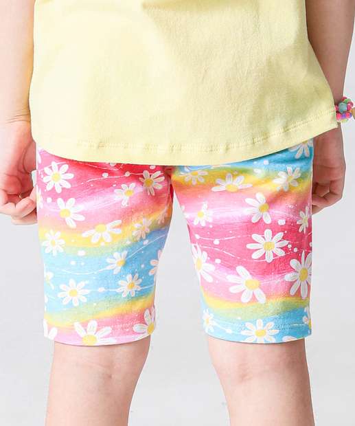 Conjunto Infantil Estampa Flores Marisa Tam 4 a 10 Amarelo