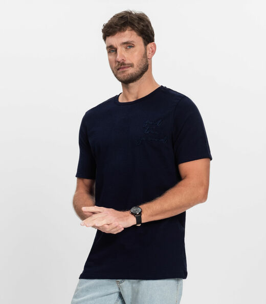 Camiseta Masculina Manga Curta Malhão Diametro Azul