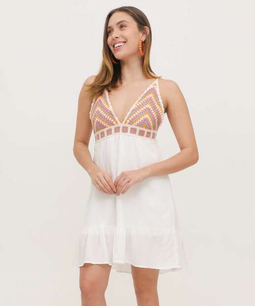 Vestido Feminino Frente Única Crochê Marisa