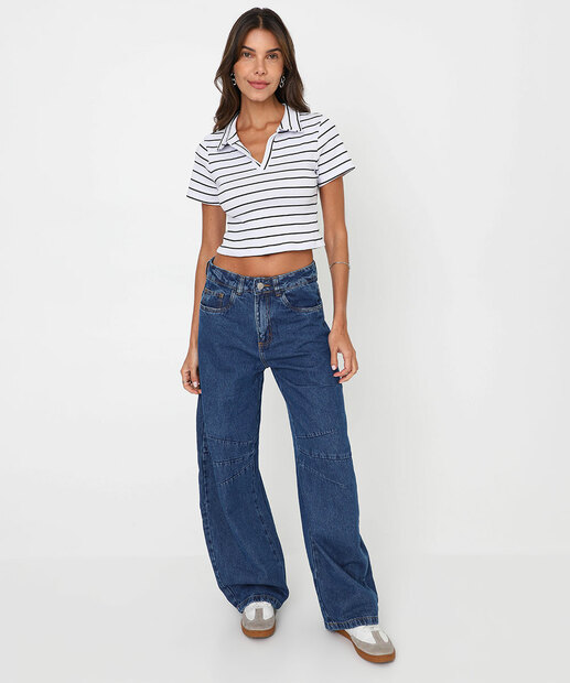 Image_Calça Jeans Feminina Balloon Bolsos Sawary Azul
