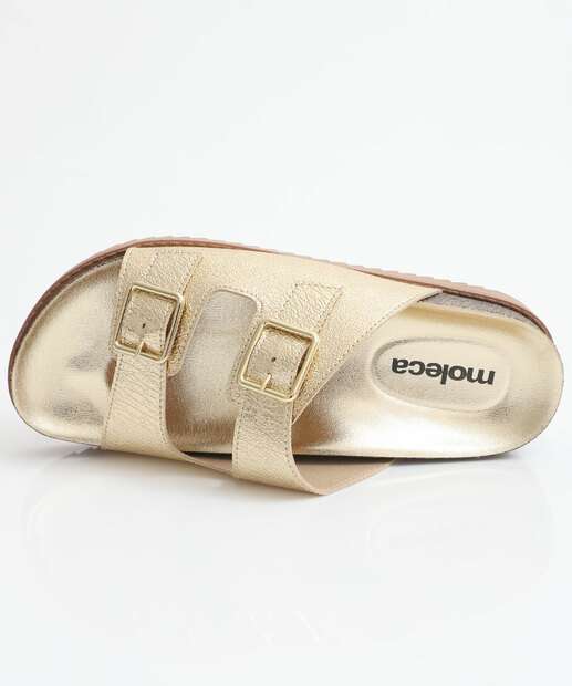 Rasteirinha Feminina Birken Metalizada Moleca Dourado