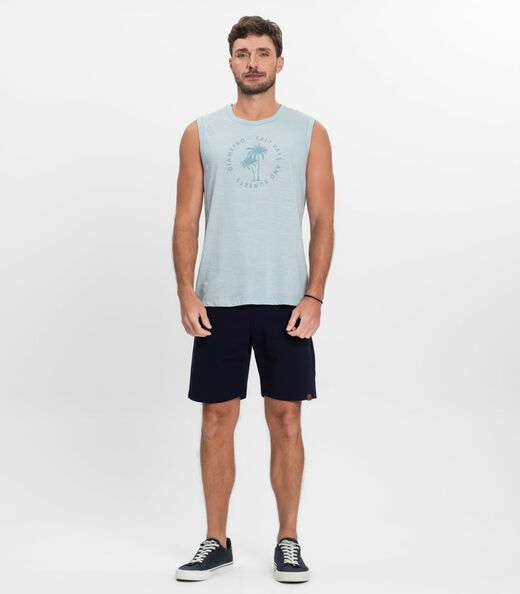 Regata Plus Masculina Malha Maquinetada Diametro Azul