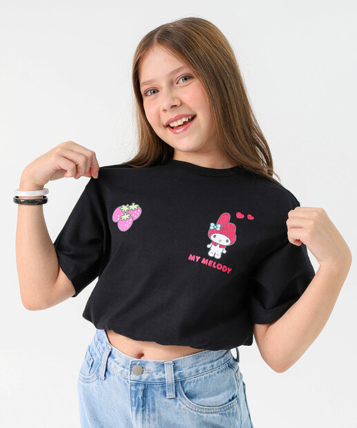 Image_Blusa Juvenil Kuromi Hello Kit Marisa Marisa Tam 10 a 16 Preto