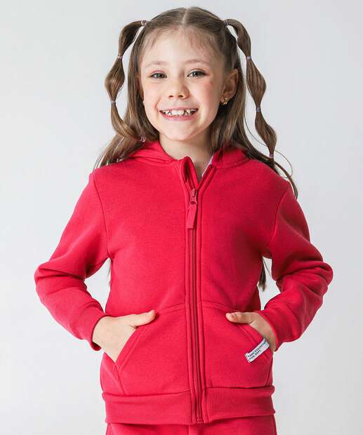 Casaco Infantil Moletom Flanelado Marisa Tam 4 a 10 Rosa