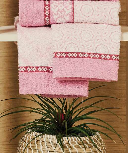 Jogo de Toalha Banho e Rosto Adorno Ele e Ela Lepper 4 Peças