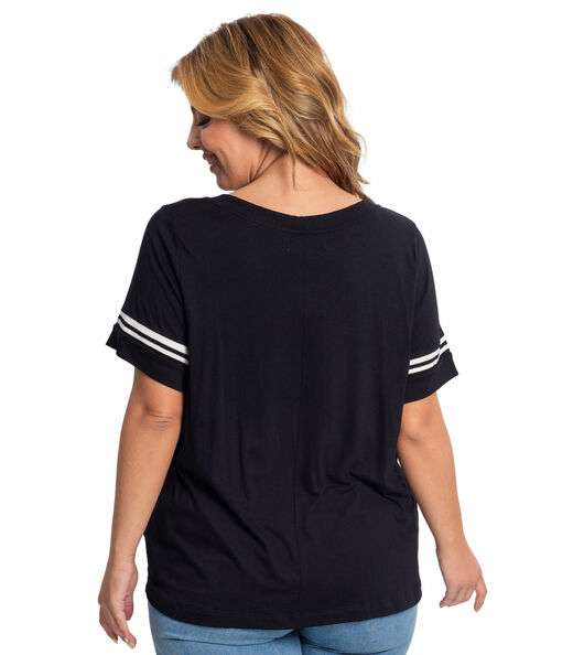 Blusa Feminina Plus Size Retilínea Secret Glam Preto