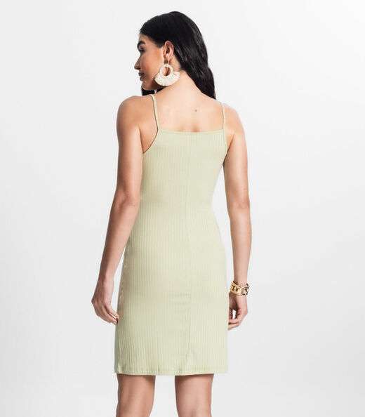 Vestido Canelado De Alça Select Verde