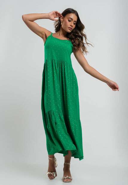Image_Vestido Midi Viscose Babado Com Lurex Verde Salvatore Fashion
