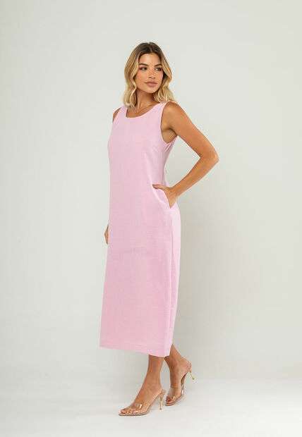 Vestido Midi Regata E Recorte Posterior Rosa Salvatore