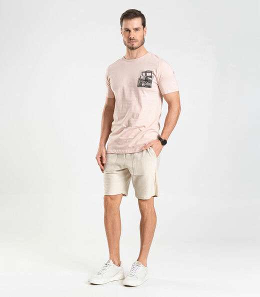 Camiseta Masculina Meia Malha Diametro Rosa