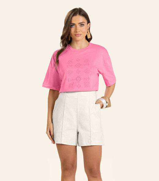 T- Shirt Feminina Meia Malha Endless Rosa