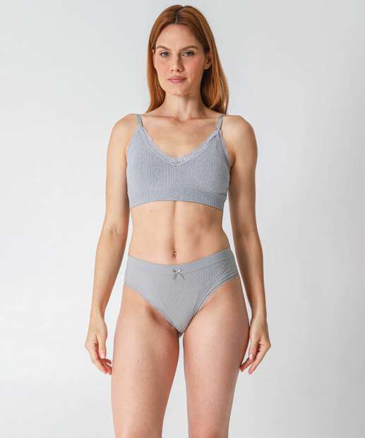 Kit 2 Calcinhas Biquíni Recorte Renda Marisa Preta