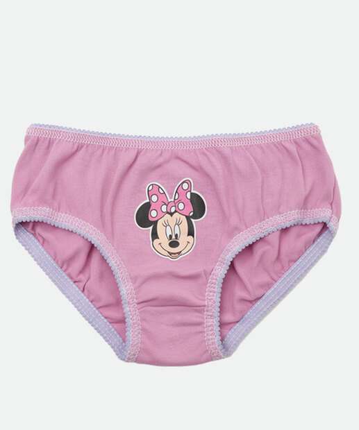 Kit 3 Calcinhas Infantil Minnie Disney Tam 2 a 12 Rosa