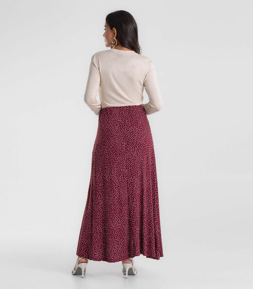 Saia Feminina Midi Visco Maquinetada Endless Vermelho