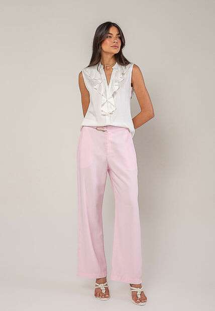 Regata Alfaiataria Com Babados Branco Salvatore