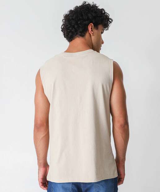 Regata Masculina Machão Estampada Marisa Bege