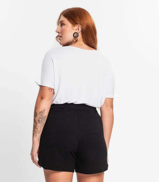 Blusa Manga Curta Feminina Plus Size Secret Glam Branco