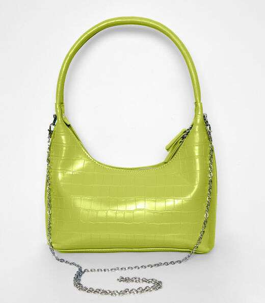 Bolsa Feminina Baguete Croco Bela Gaia Amarelo