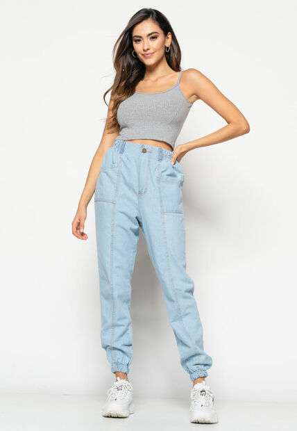 Cropped  Alça Fina Canelado Mescla Salvatore Fashion