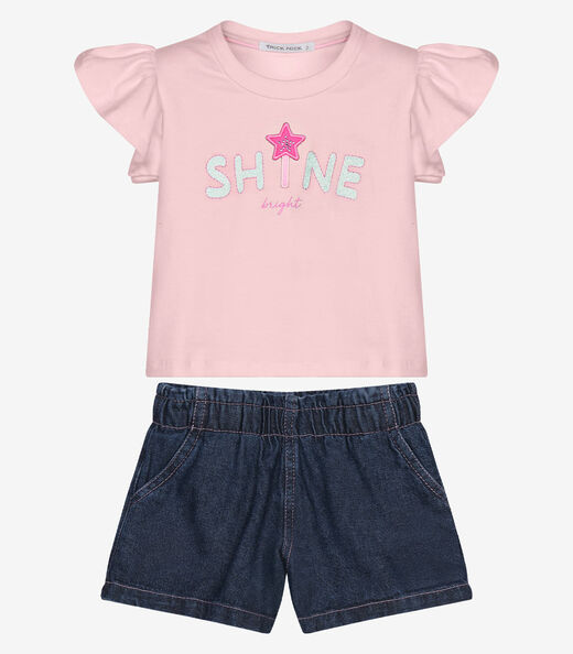 Image_Conjunto Infantil Blusa Com Shorts Trick Nick Rosa