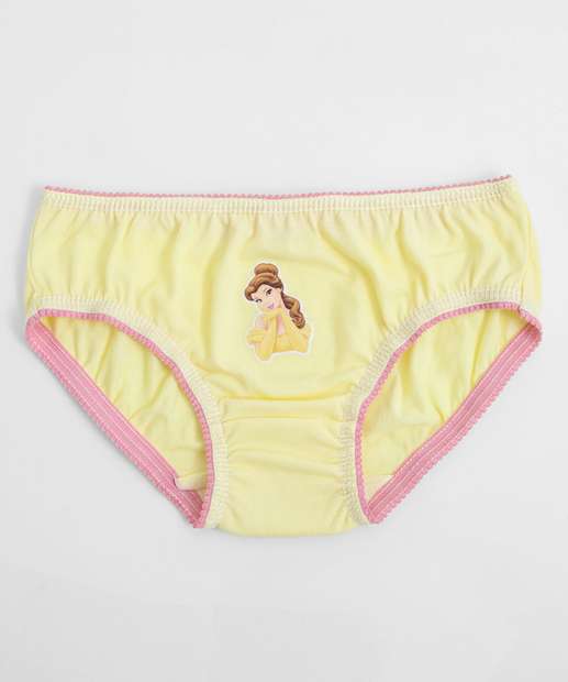 Kit 5 Calcinhas Infantil Estampa Princesas Tam 2 a 12 Rosa