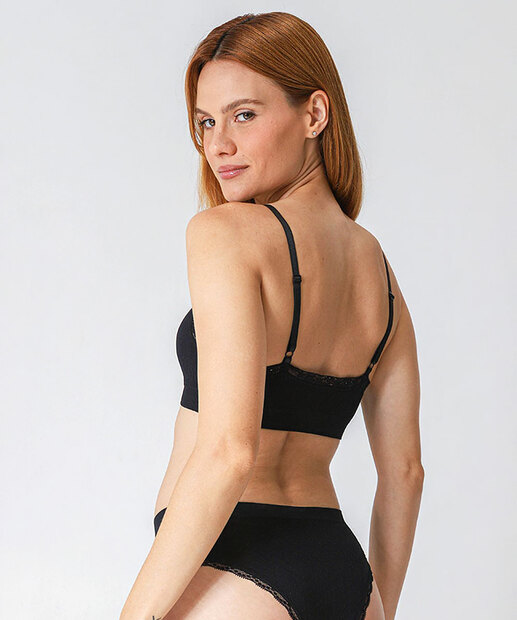 Sutiã Top Sem Costura Com Bojo Removível Renda Marisa