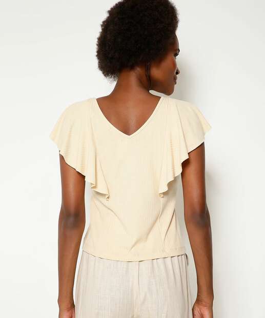 Blusa Feminina Babado Manga Curta Marisa