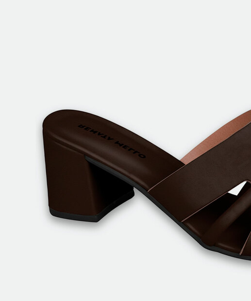 Tamanco Feminino Salto Grosso Renata Mello Marrom 