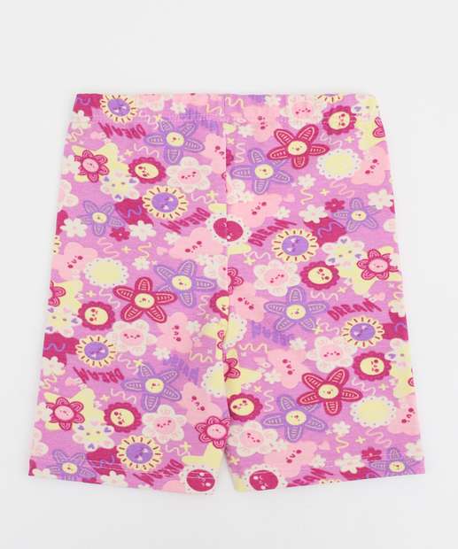 Bermuda Infantil Ciclista Cotton Estampa Flores Tam 1 a 3