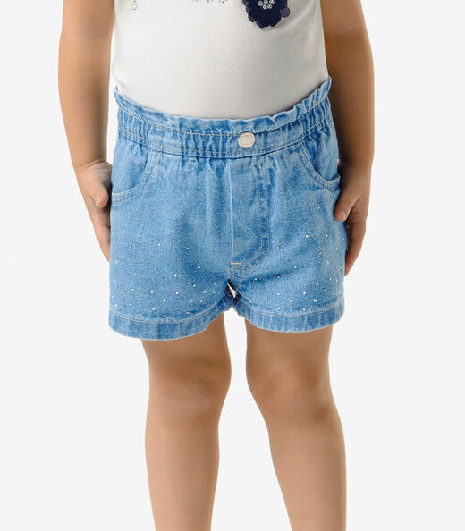 Shorts Jeans Infantil Menina Trick Nick Azul