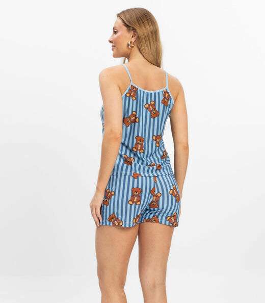 Short Doll Curto Feminino De Liganete Bella Ana Azul